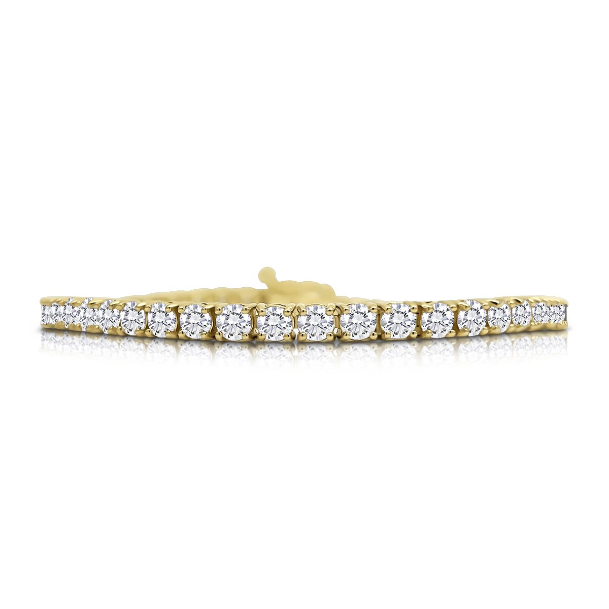A yellow-gold diamond tennis bracelet