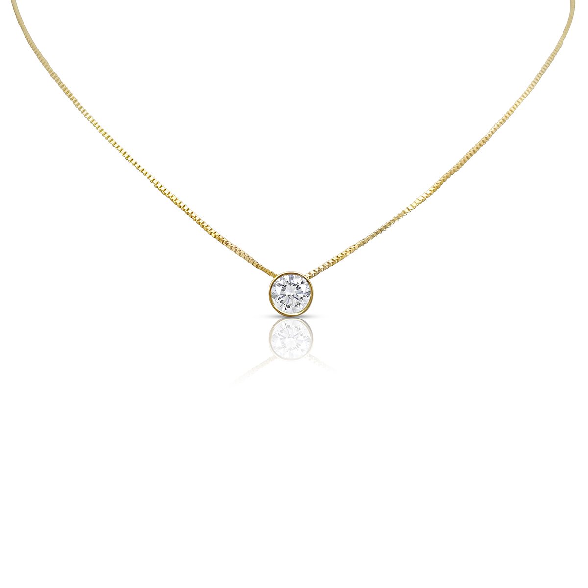 A yellow-gold diamond solitaire pendant