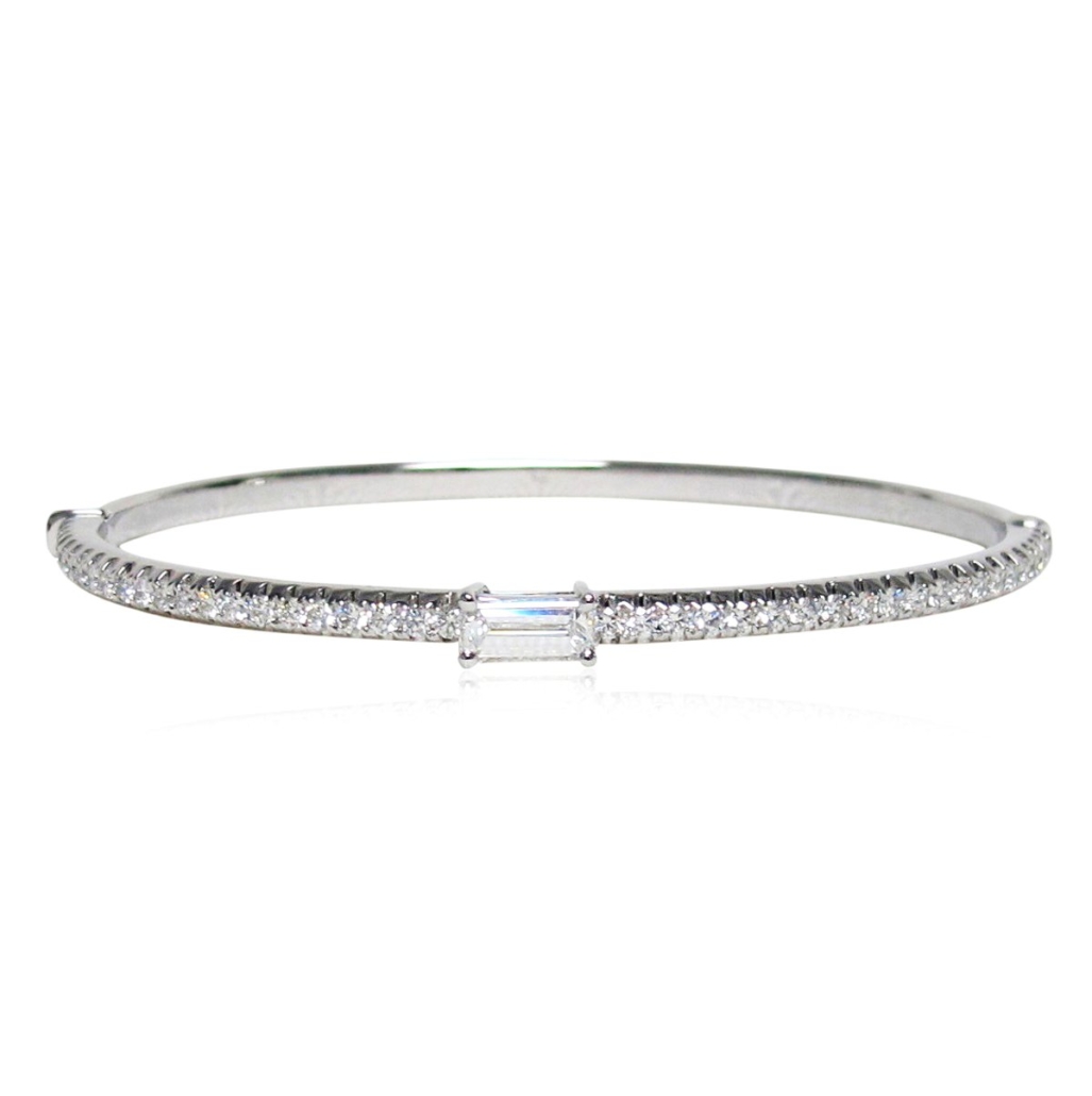 18k White Gold Hand Made Diamond Eternity Bangle Bracelet, 1582-53