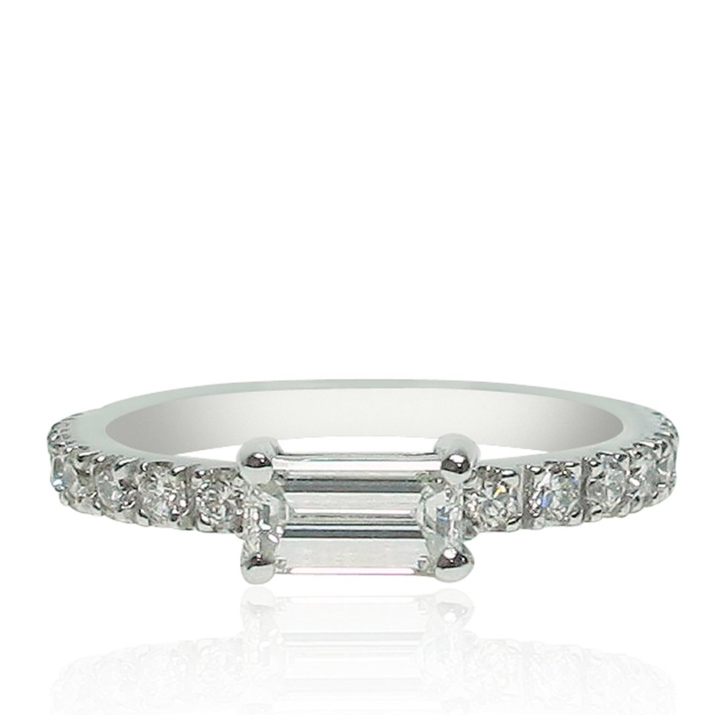 Brenda Bonnie , A 14K White Gold Emerald Cut Diamond Ring, 1585-11