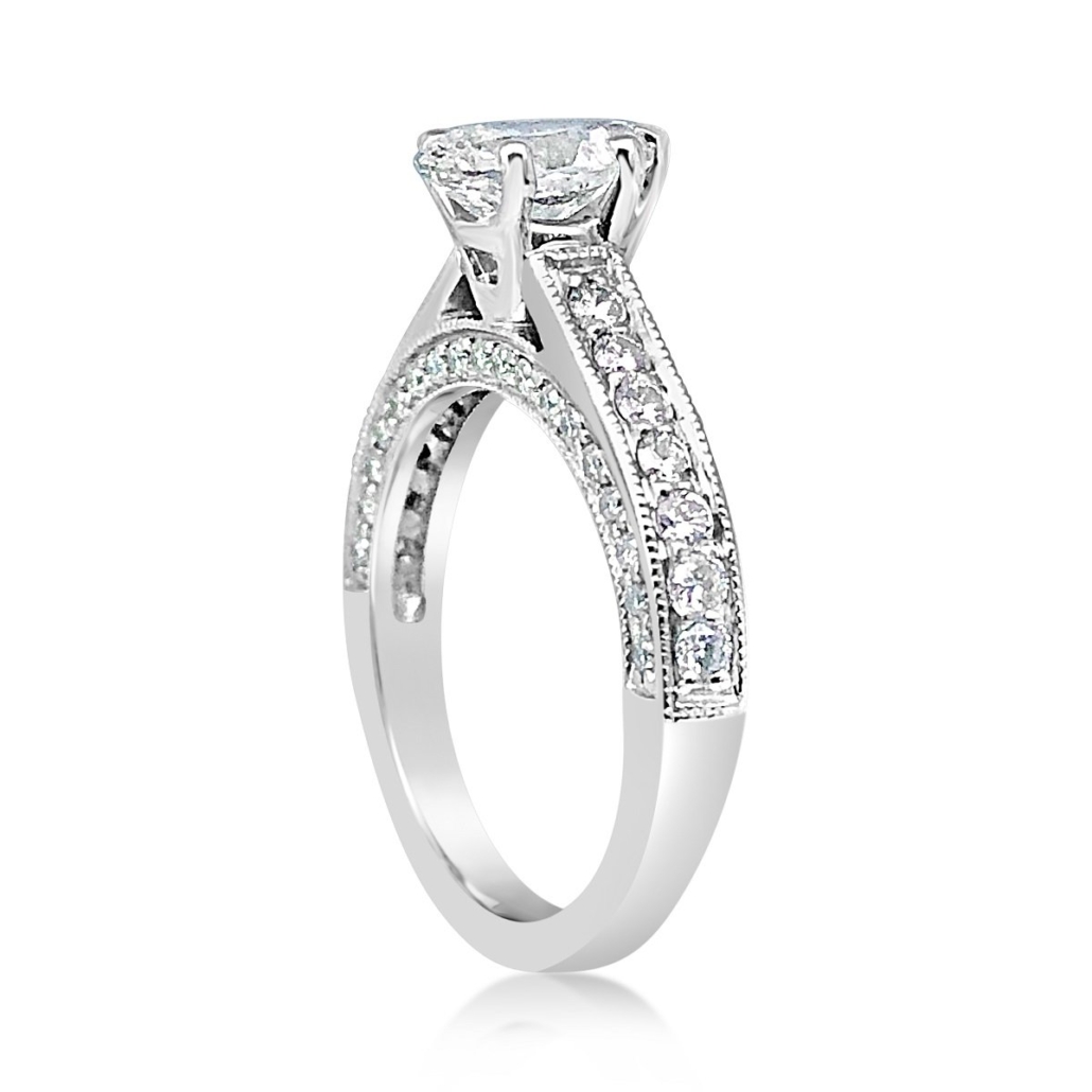 Michelle, A Platinum Pear Shaped Vintage Style Engagement Ring 1595-11
