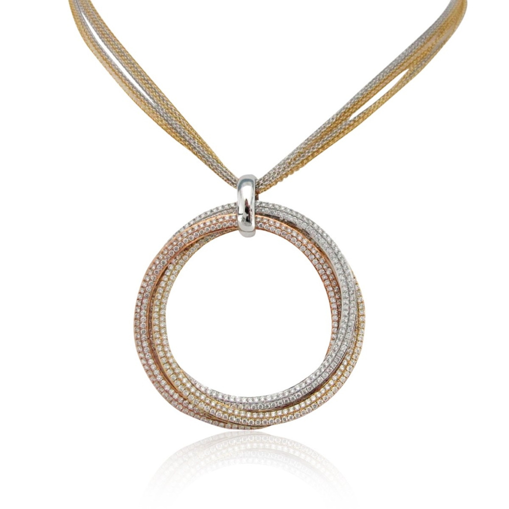 Tri-color Diamond Circle Pendant 1706-32