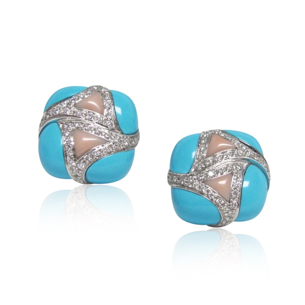 18k W Gold Winter Puffy Studs 1672-22 6902