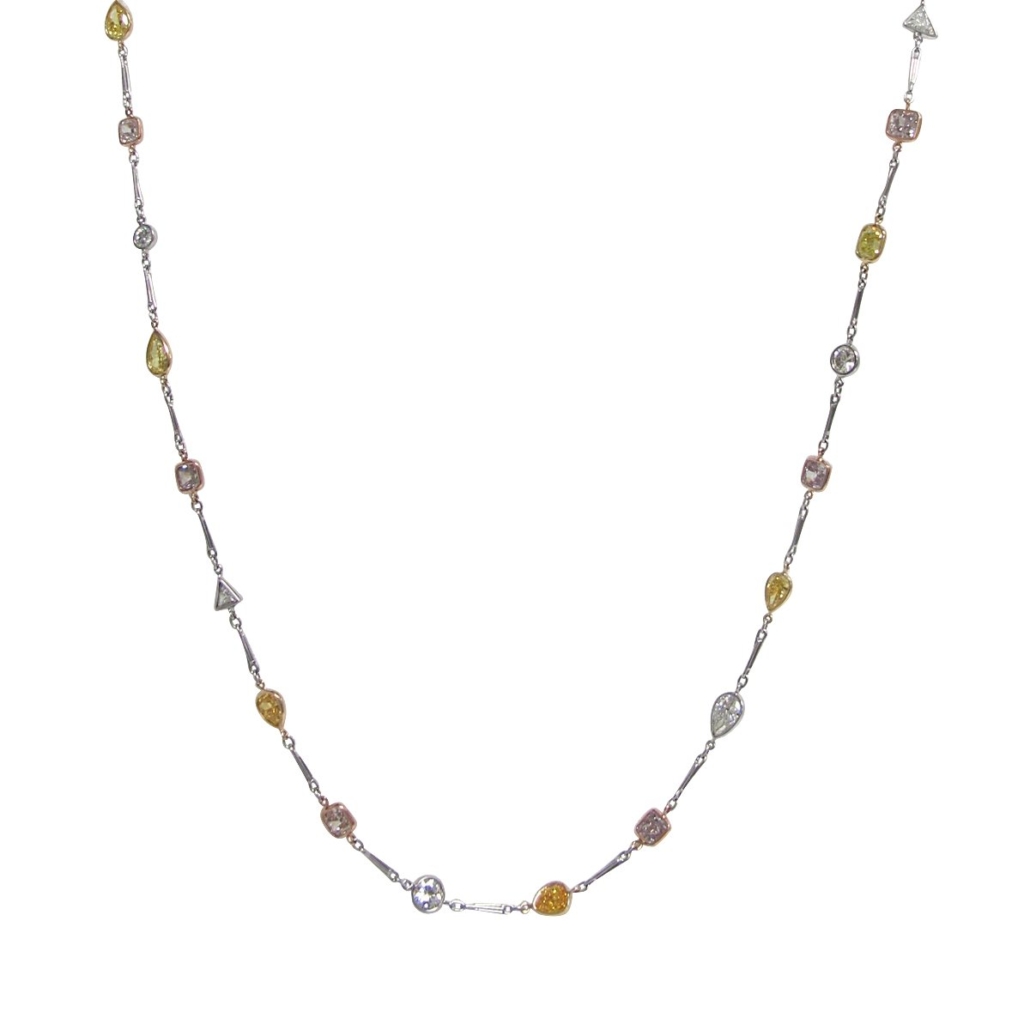 Plat 23.62cts Fancy Color Diamonds On Chain 1662-42 6892