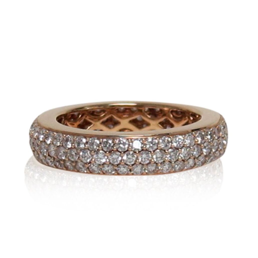 18K Rose Gold Three Row Diamond Eternity Ring 1584-12