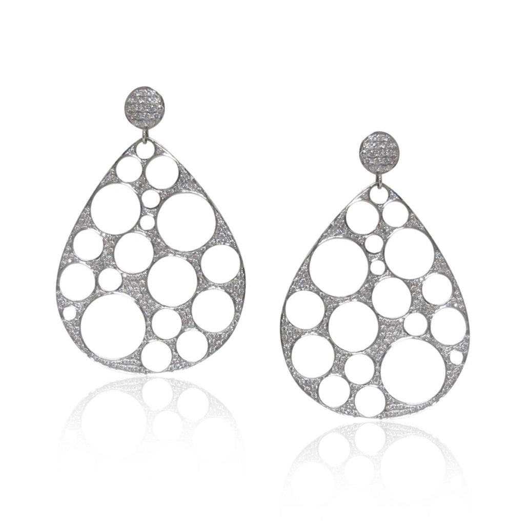 18k WG Glistening Swiss Oval Dangling Earrings 1638-24