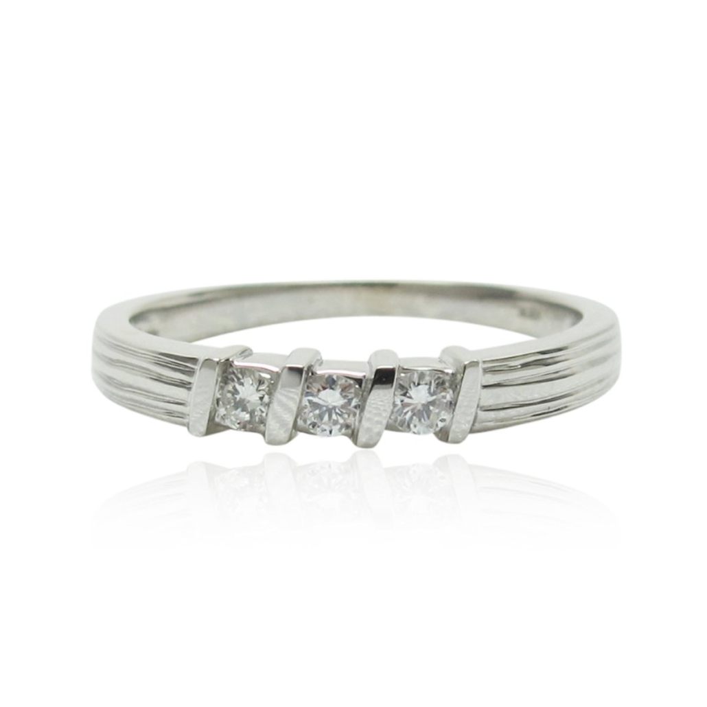 18k W 2.5MM Three Stone Wedding Band 1793-12
