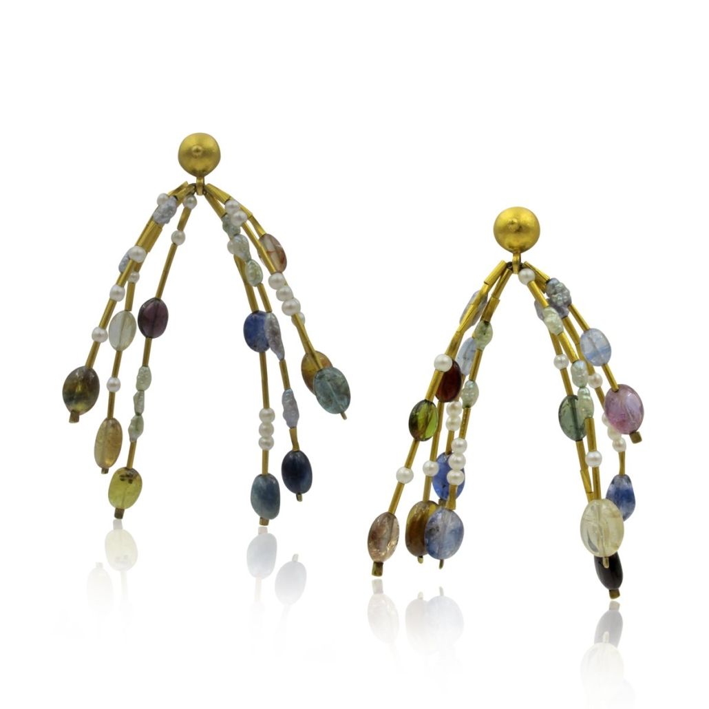 24k Gold Sapphire and Pearl Sparklers 1374-24