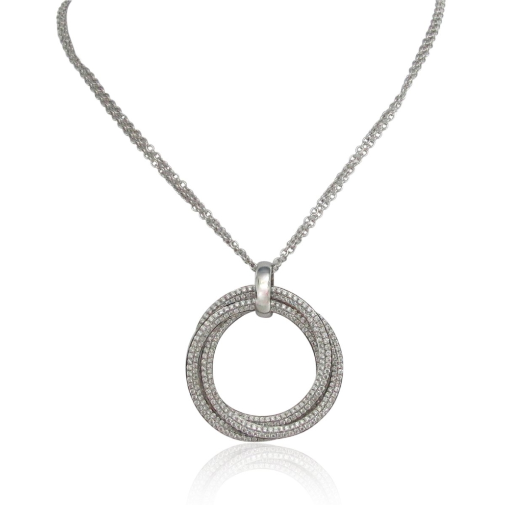 18k White Tri-circle pendant 1707-32