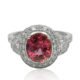 14K White Gold, Pink Sapphire and Diamond Ring