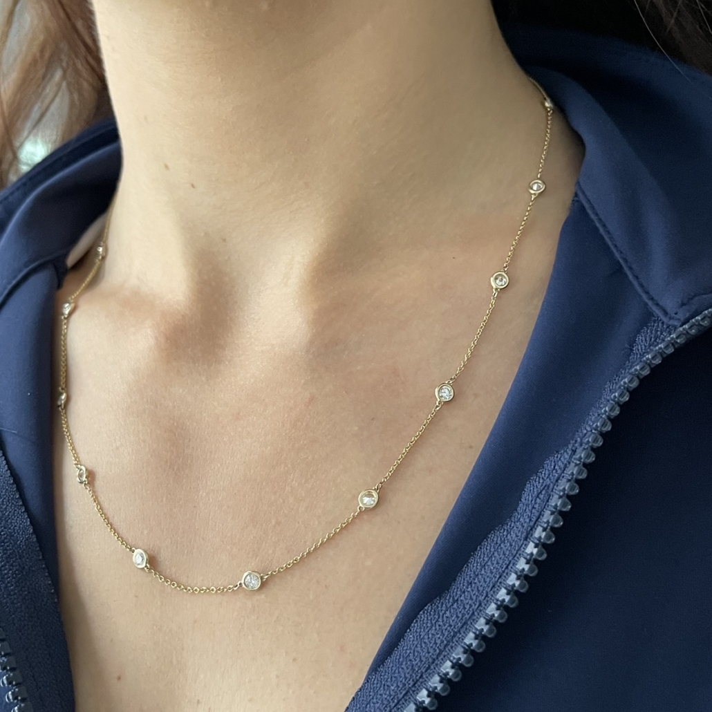 14k Yellow Gold Classic Diamonds On Chain 1715-42