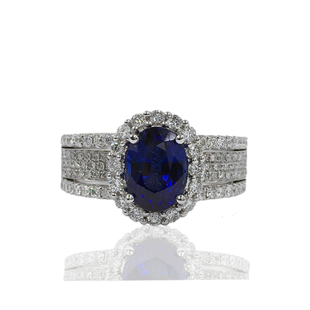Sapphire & Diamond Five-Row Ring 1492-13
