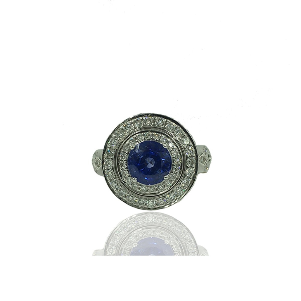 Sphere Sapphire Double Halo Ring 1494-13