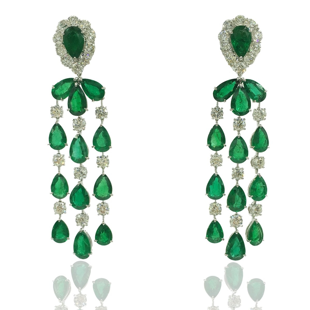 1515-24 Emerald Waterfalls Dangle Earrings