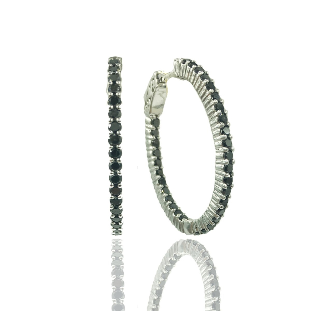 Diamante Noir Hoops 1517-23