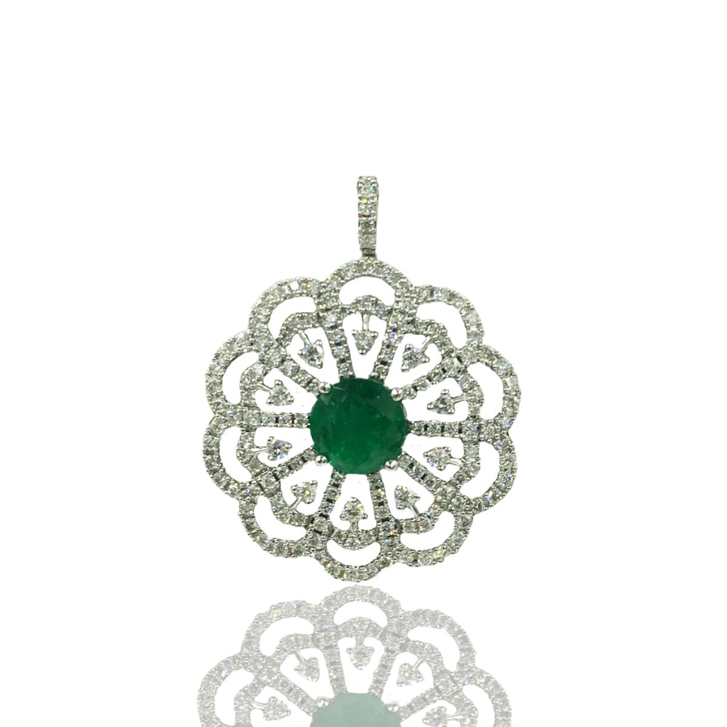 Emerald and Diamond Scalloped Pendant 1510-32