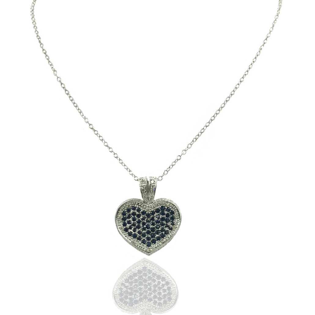 Cluster Sapphire Heart Pendant 1537-31
