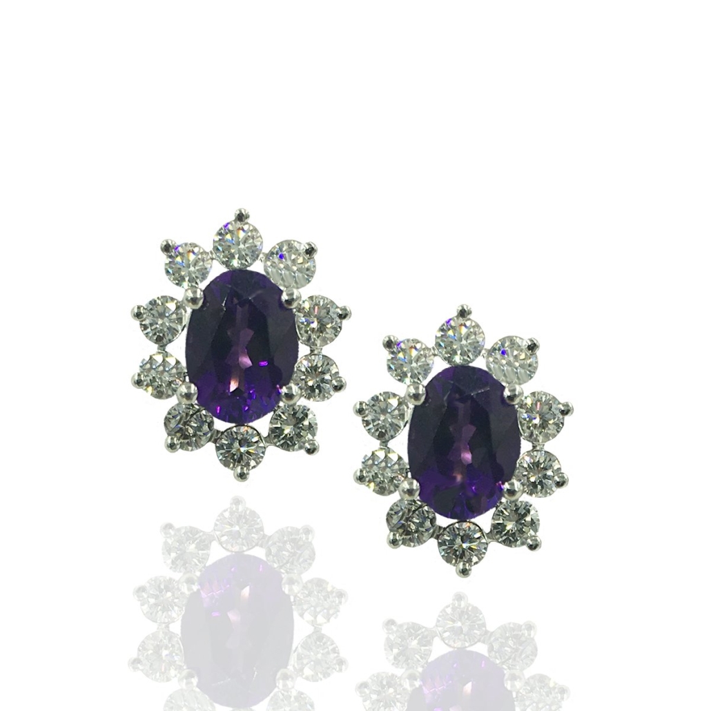 Amethyst Halo Earrings 1558-22 7270