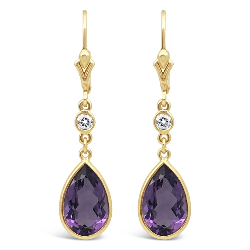 GJ Signature Amethyst & Diamond Drop Earrings 2008-24