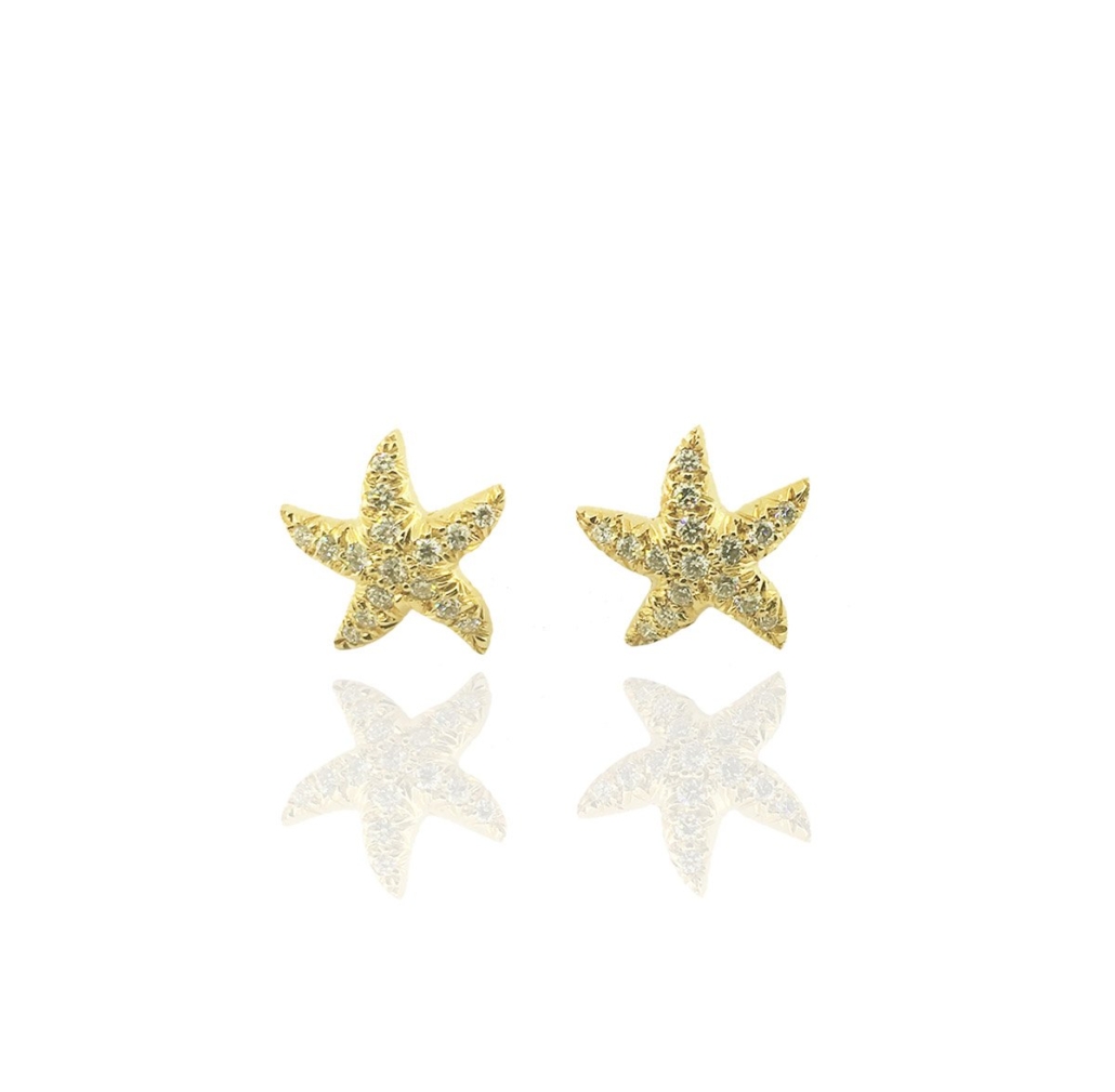18k Y Dancing Diamond Starfish Stud Earrings 1632-22 6860