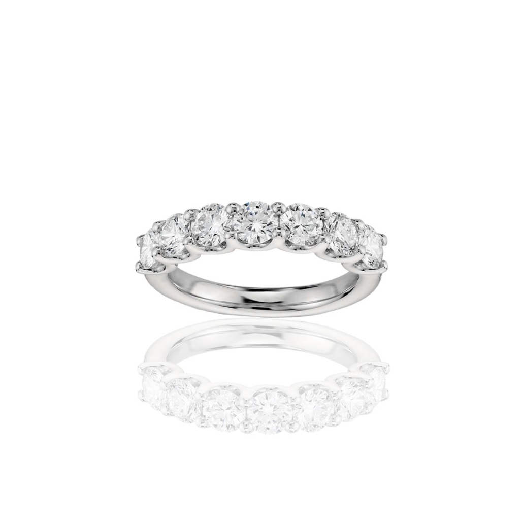18k W 7 U-Shape Diamond Wedding Band, 1570-12-M-18k