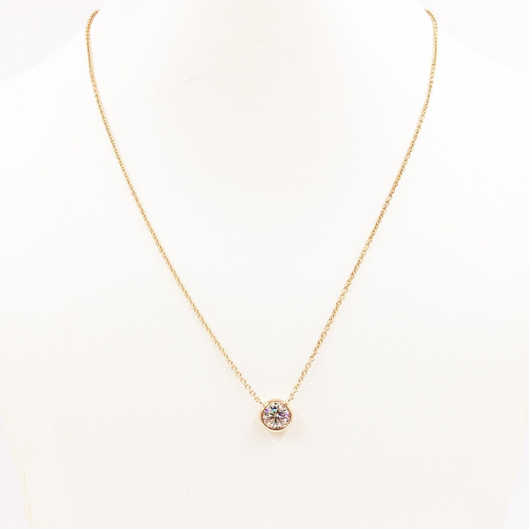 18k Rose Diamond Solitaire Pink Necklace 1565-31 alternate view