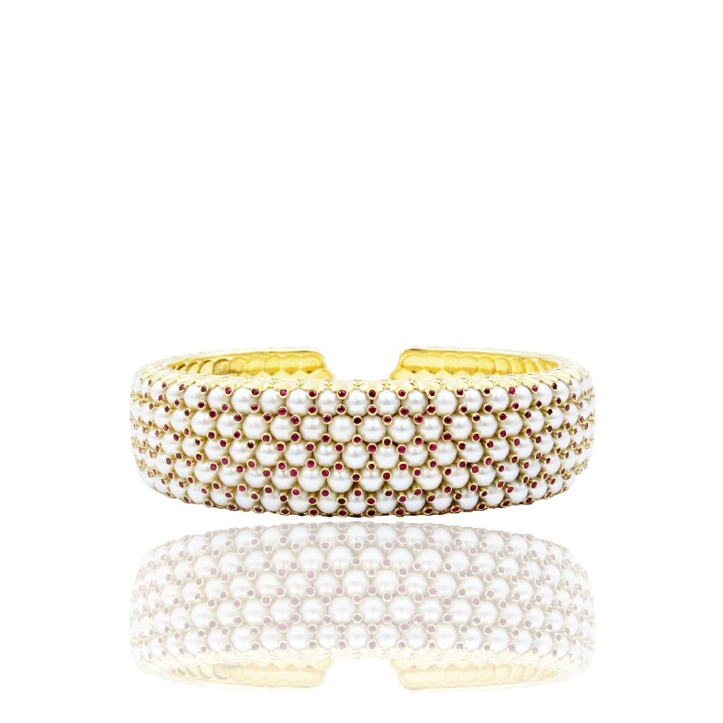 Handcrafted Pearl & Ruby Cuff 1475-53