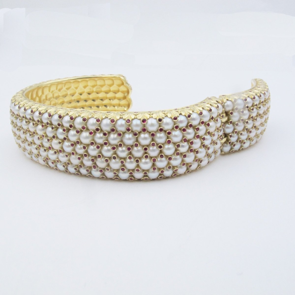 Ruby Pearl Cuff Open, bracelet, fine jewelry, jewelry gifts