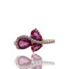 Pink Sapphire Cluster and Diamond Swirl Ring Rose Gold Setting
