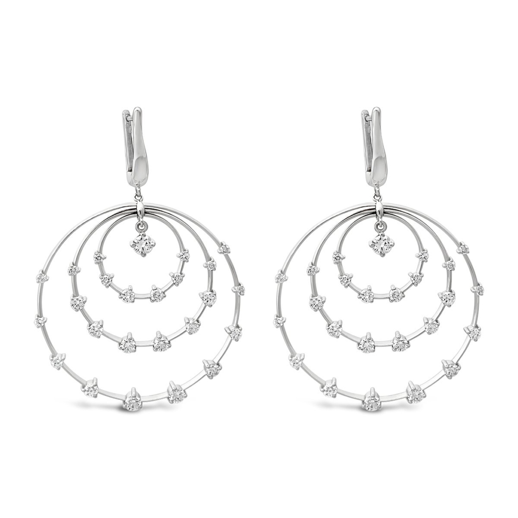 14K WG Solar System Dangling Diamond Earrings 1628-24 6856