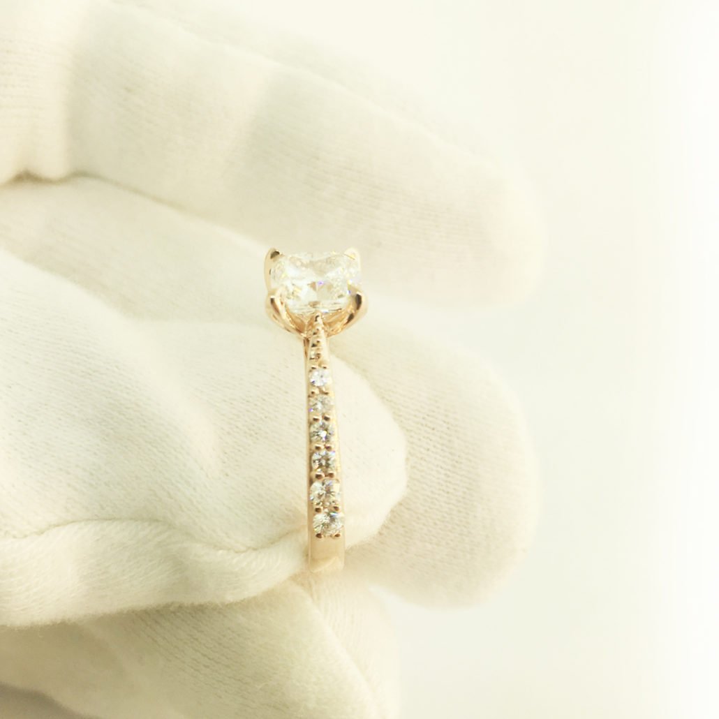 14K Rose Gold Cushion Cut Diamond Engagement Ring Custom