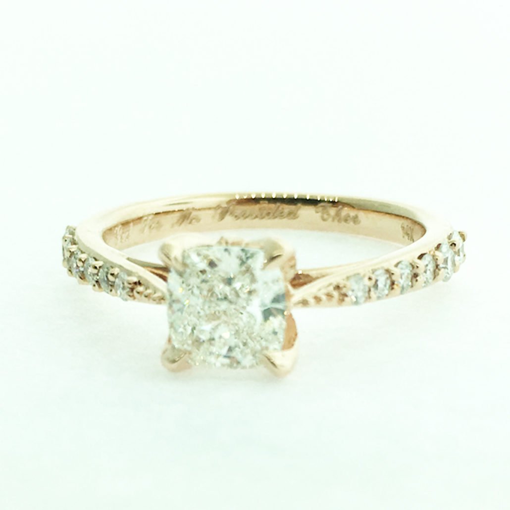 14K Rose Gold Cushion Cut Diamond Engagement Ring Custom