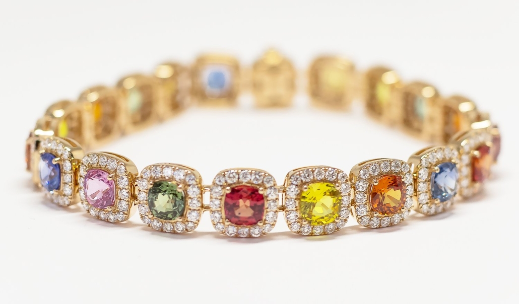 18K Rose Gold & Multi-Colored Sapphire Bracelet; 1080-52