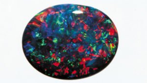 This black opal exhibits exceptional play-of-color