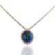 Black Opal and Diamond Pendant, Custom Fine Jewelry, 18K White Gold