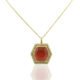 Mexican Fire Opal & Diamond Pendant in 14K Yellow Gold