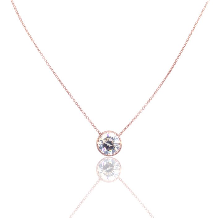 7335-31D Feature Rose Gold, Bezel Set, Diamond Pendant, NY Diamond District, Best Diamond Value, Custom Pendant, Custom Diamond Jewelry
