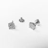 14k white gold diamond cluster studs