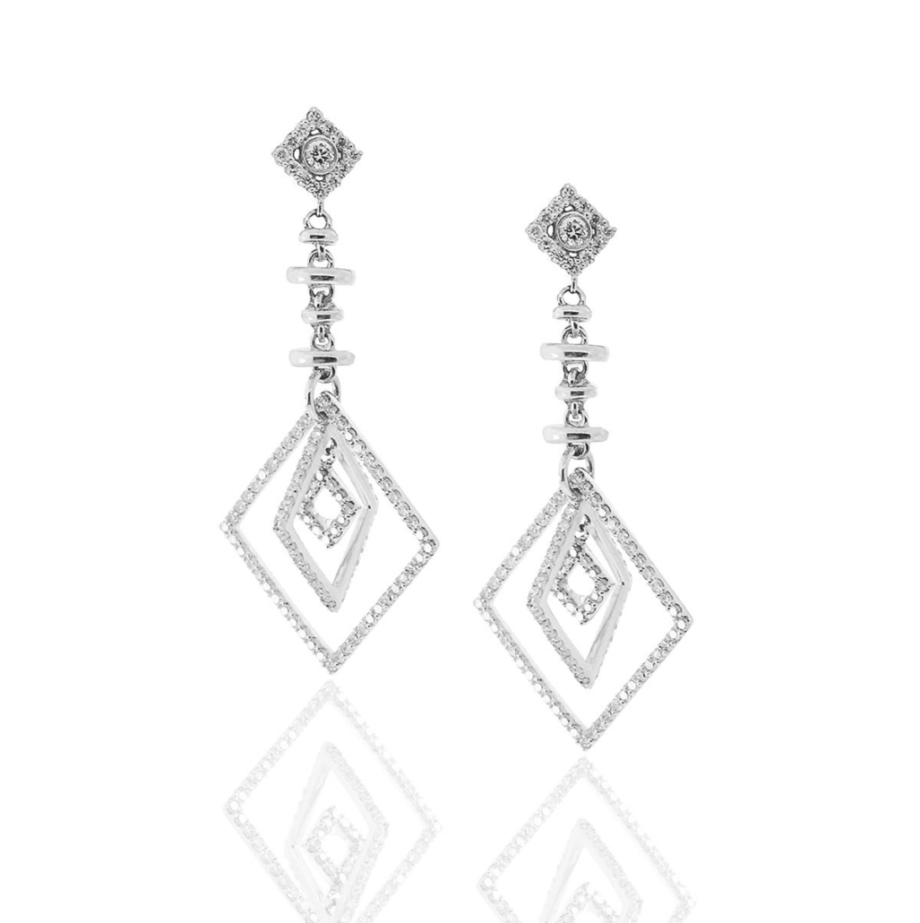 18K White Gold Triple Diamond Dangles 1096-24 7346