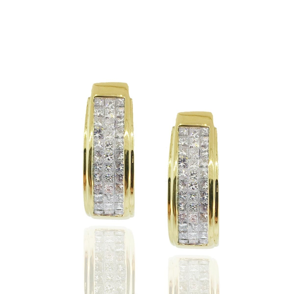 18k Yellow Gold Hinged Diamond Hoops 1097-23-7347