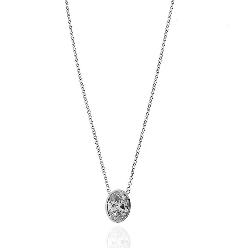 Stunning Bezel Set Oval Solitaire Pendant 1101-31 7351