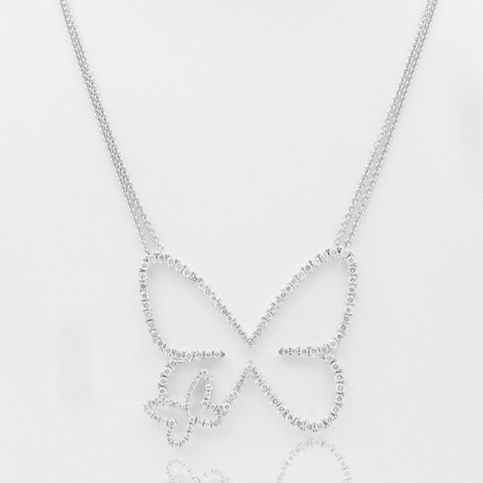 7100-42D Feature Diamond, Pendant, 18K White Gold, Butterfly