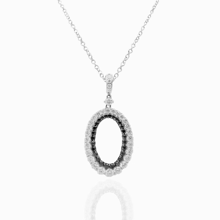 7106-32DB Feature 14K White Gold, 20 Days of Diamonds, Circle Pendant, Diamond District, Diamond Pendant, Fancy Black Treated Diamond, Fine Jewelry, Holiday 2017, holiday gifts, Natural Round Brilliant Diamond, NYC Jeweler