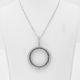 Natural Round Brilliant DIamond, Fancy Black Treated Diamond, 20 Days of Diamonds, Fine Jewelry, Circle Pendant, Diamond Pendant, 14K White Gold, Holiday 2017, Holiday Gifts, Diamond District, NYC Jeweler