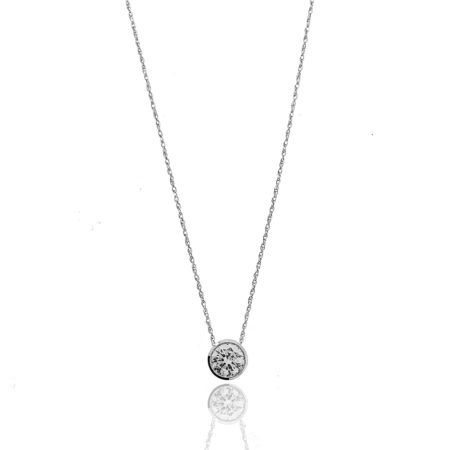 Diamond Pendant, Bezel Set, 20 Days of Diamonds, 14K White Gold, NYC Diamond District, Holiday 2017