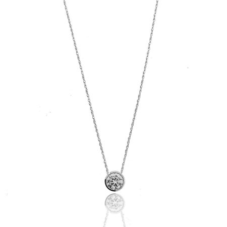 Diamond Pendant, Bezel Set, 20 Days of Diamonds, 14K White Gold, NYC Diamond District, Holiday 2017