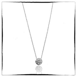 Diamond Pendant, Bezel Set, 20 Days of Diamonds, 14K White Gold, NYC Diamond District, Holiday 2017