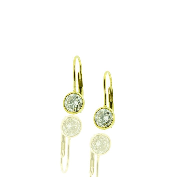 7353-24 Feature 14 K Yellow Gold, Diamonds, 20 Days of Diamonds, 2017 Holiday, Diamond Solitaire Earrings, Lever Back