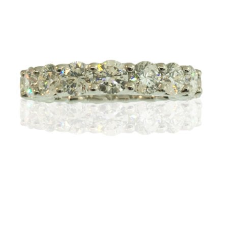 Eternity Band, Platinum, Natural Round Brilliant Diamonds, U-Shaped Eternity Ring, Shared Prong Setting