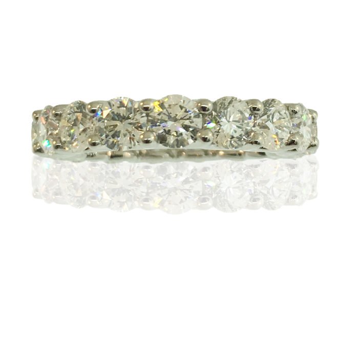 7329-feature Eternity Band, Platinum, Natural Round Brilliant Diamonds, U-Shaped Eternity Ring, Shared Prong Setting